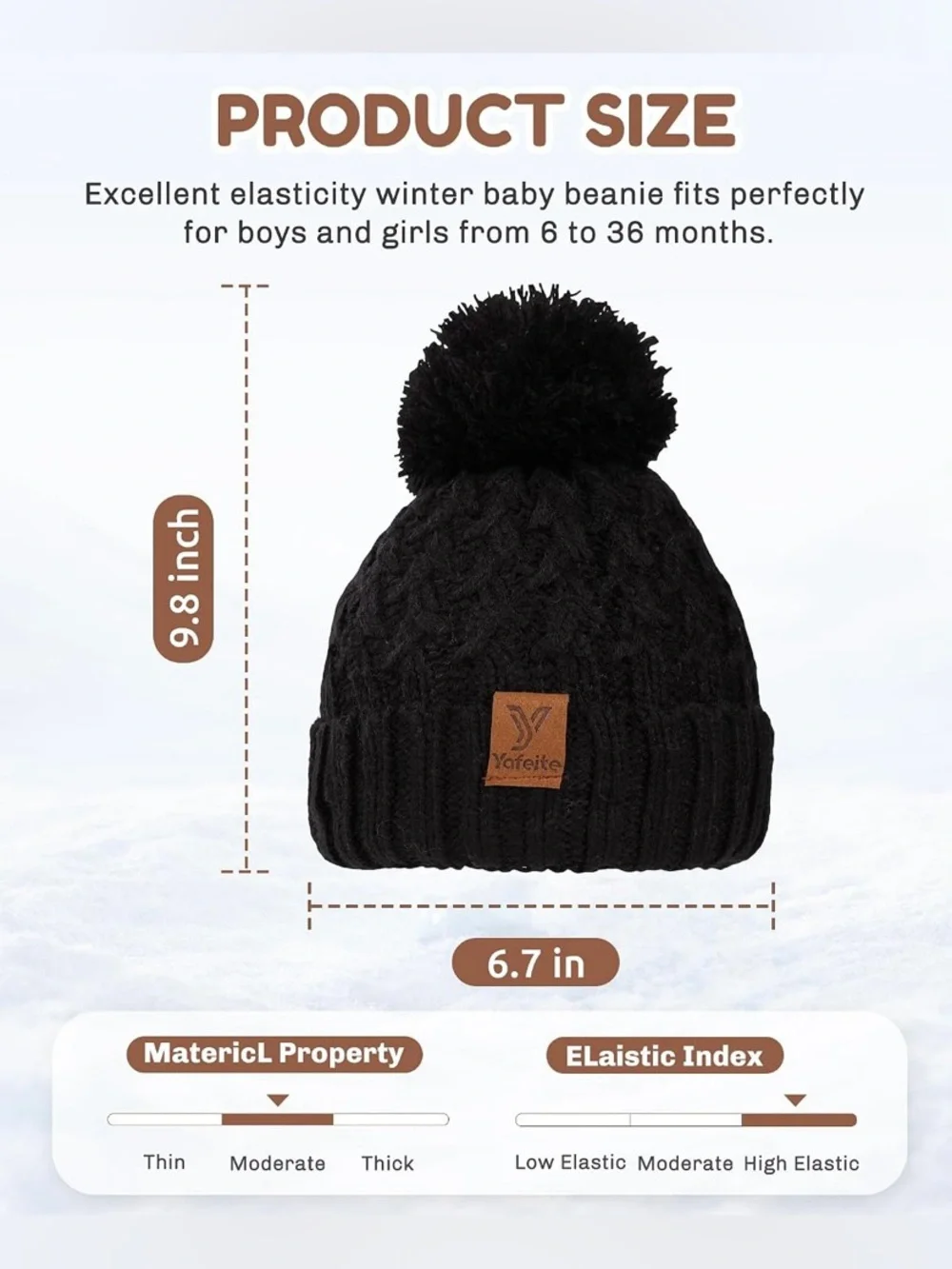 Kids Pom Cable-Knit Beanie Hat - Cream & Black (2)